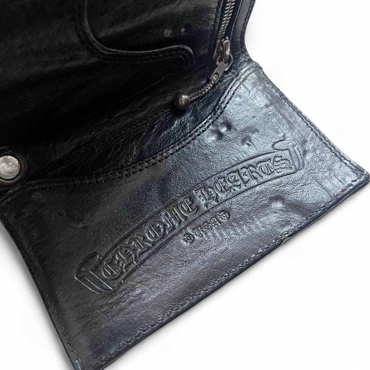 Chrome Hearts 3-FOLD Star Button Tri-Fold Leather Wallet Black