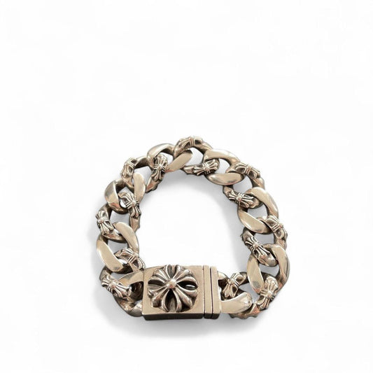 Chrome Hearts large “Fancy Link” Plus Cross Box ID Bracelet