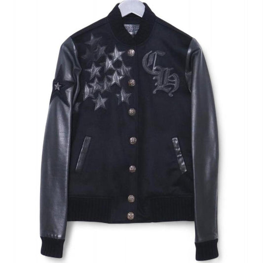 Chrome Hearts Letterman Star Leather Varsity Jacket
