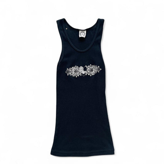 Chrome Hearts Vintage Swarovski Floral Heart Tank Top