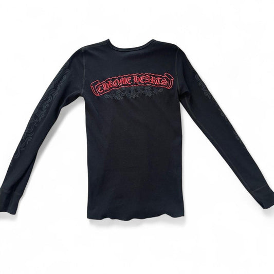 Chrome Hearts Floral Scroll Logo Thermal Long Sleeve Black