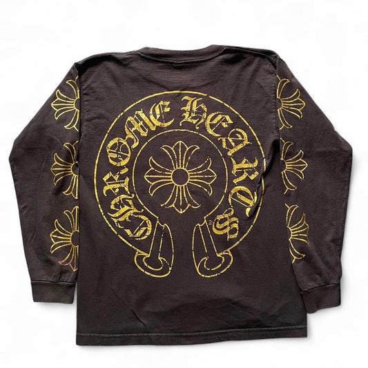 Chrome Hearts Vintage Gold Horseshoe Pocket Tee Black