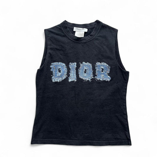 Vintage Dior black tank top with Dior denim logo