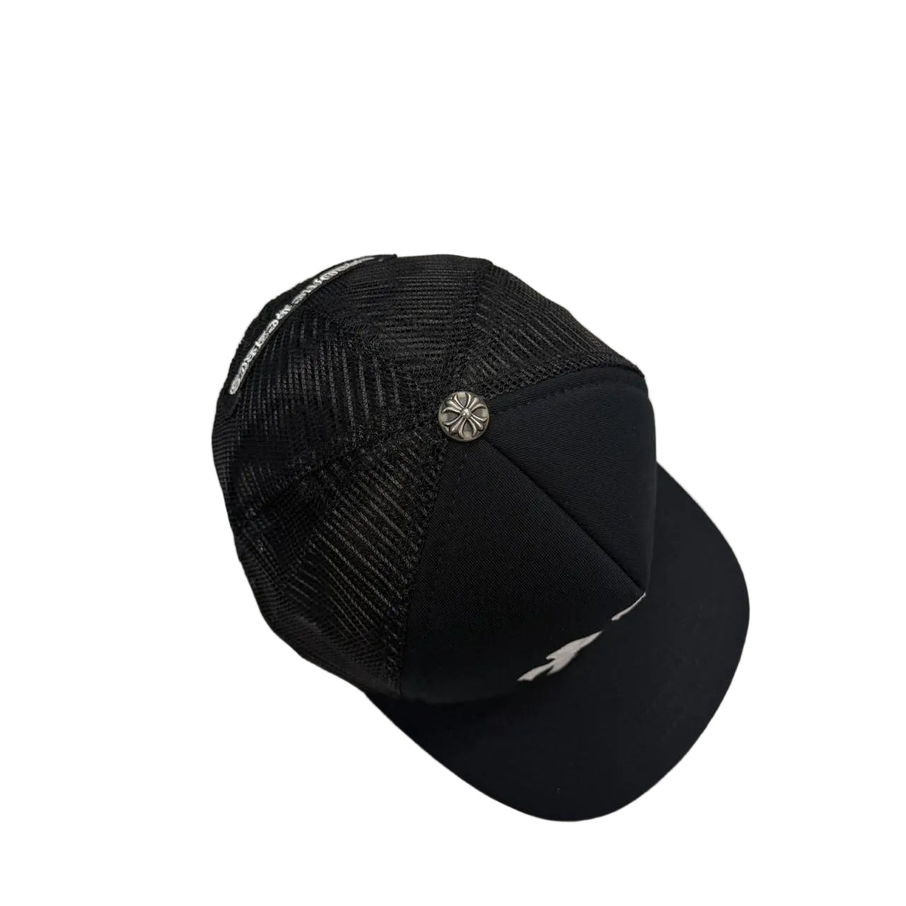 Chrome Hearts 3 Leather Cross Patch Trucker Cap Black