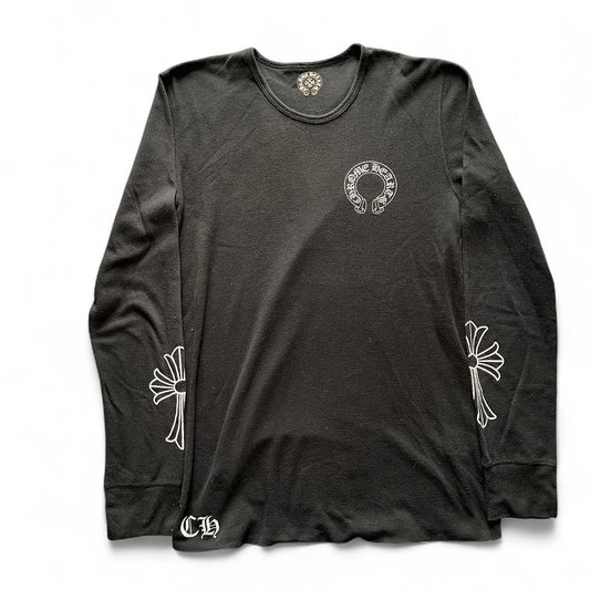 Chrome Hearts Vintage Thermal Long Sleeve Horsehoe Cross Logo