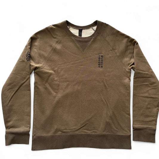 Chrome Hears French Terry ‘Y Not’ Dagger Embroidered Crewneck Khaki Sweater