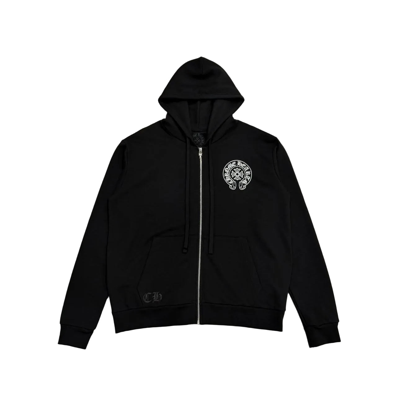 Chrome Hearts Manchester Exclusive Horseshoe Logo Zip Up Hoodie Black