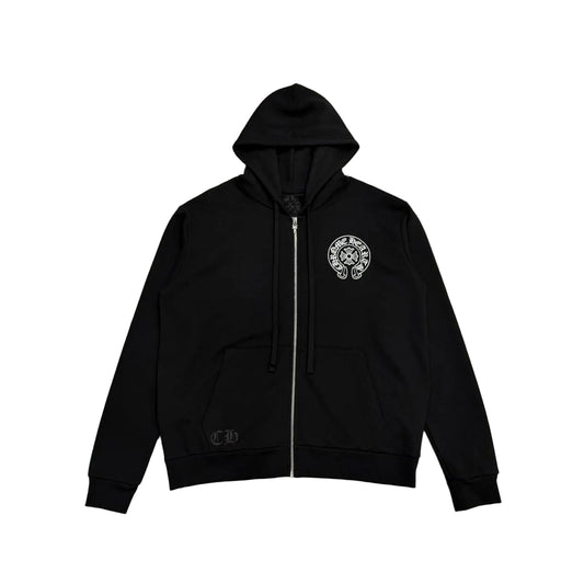 Chrome Hearts Manchester Exclusive Horseshoe Logo Zip Up Hoodie Black