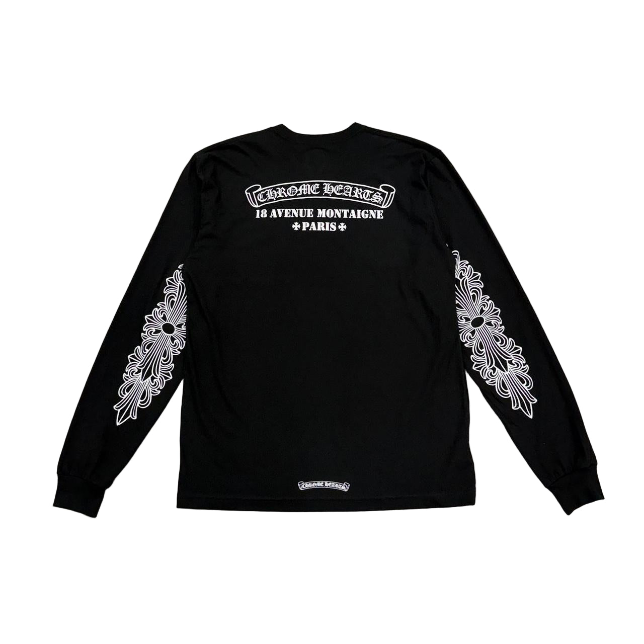Chrome Hearts Paris Exclusive Floral Horseshoe Scroll Logo Long Sleeve T-Shirt