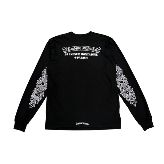 Chrome Hearts Paris Exclusive Floral Horseshoe Scroll Logo Long Sleeve T-Shirt