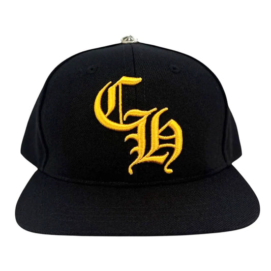 Chrome Hearts Embroidered CH Logo Black Gold Baseball Hat