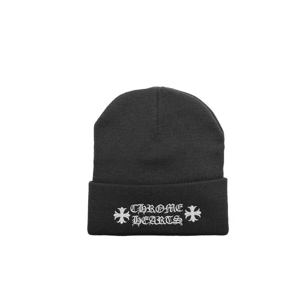 Chrome Hearts Cross Embroidered Black Beanie