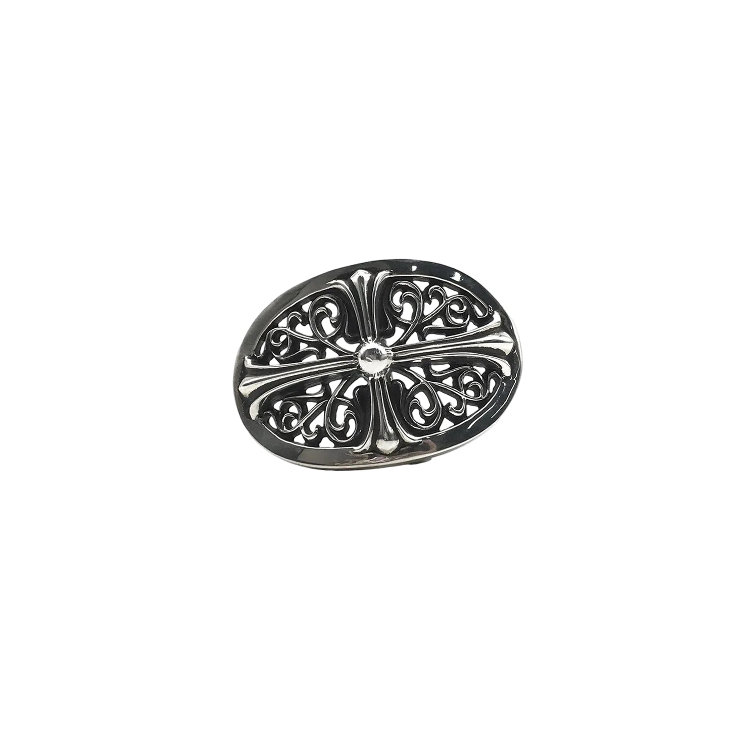 Chrome Hearts Silver Oval Keeper Cross Buckle