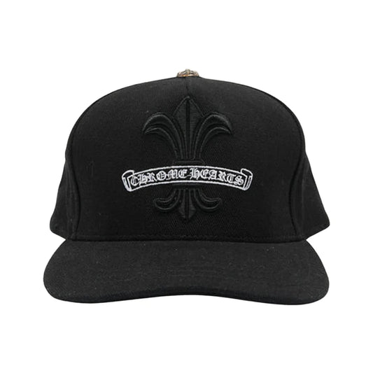 Chrome Hearts Black Scroll Fleur Logo Snapback Hat